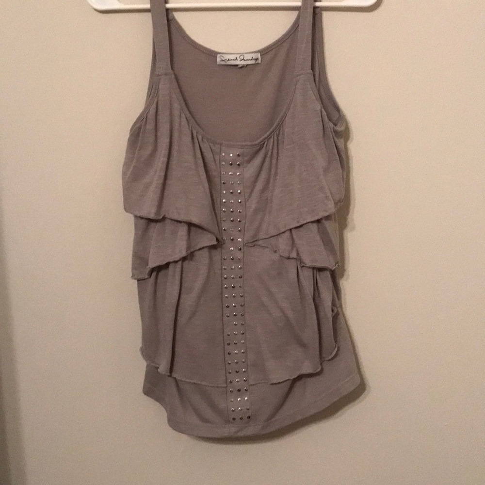 Grey fringe top